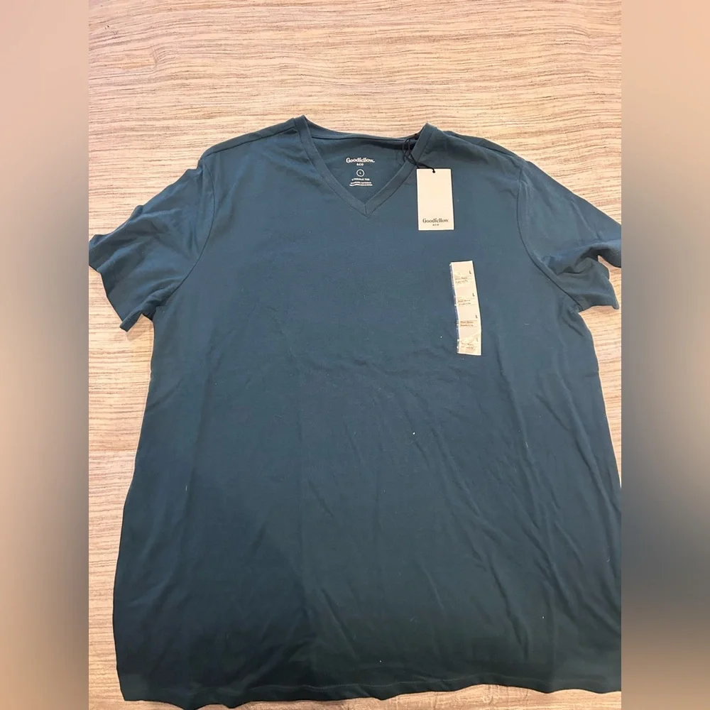 Goodfellow & Co Men's Teal V-Neck Shirt - Picture 3 of 5